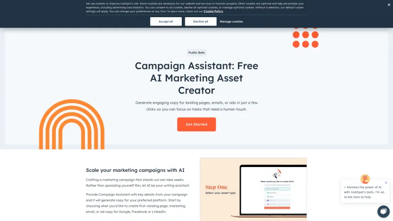 Homepage of hubspot