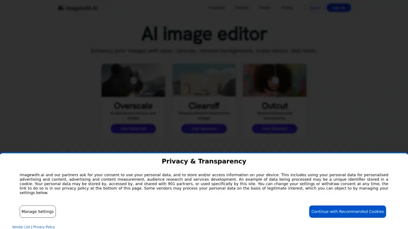 Homepage of imagewith