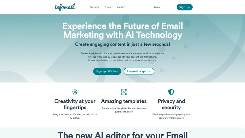 Homepage of infomail