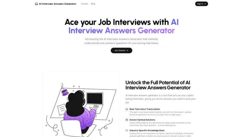 Homepage of interviewanswersgenerator