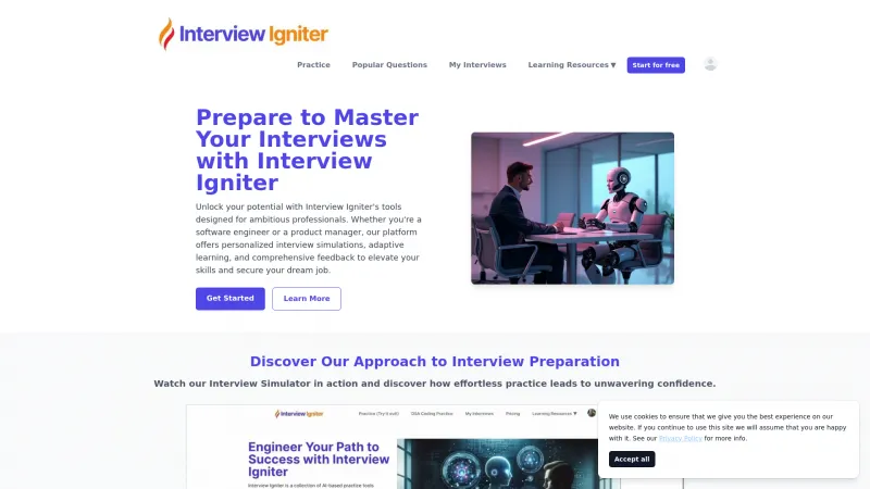 Homepage of interviewigniter