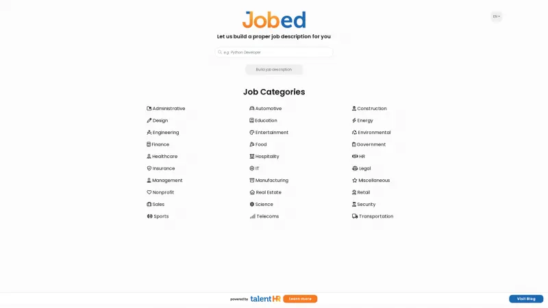 Homepage of jobed