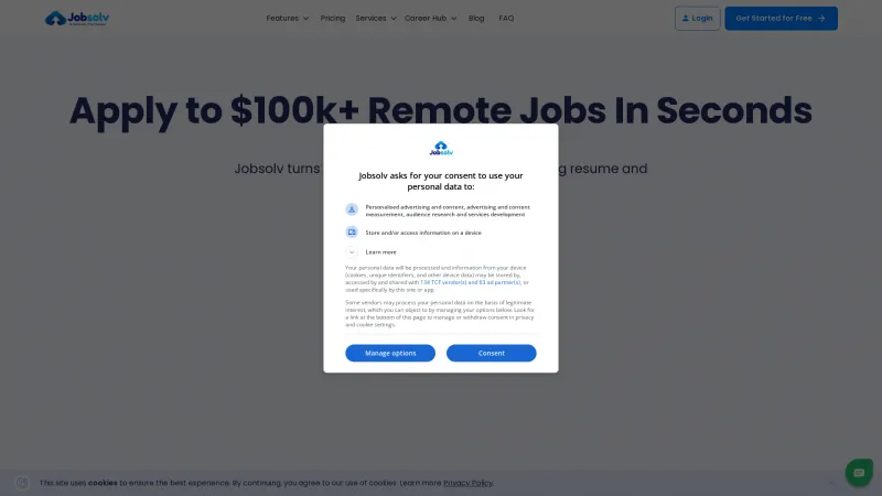 Homepage of jobsolv