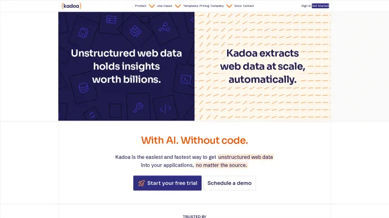 Homepage of kadoa