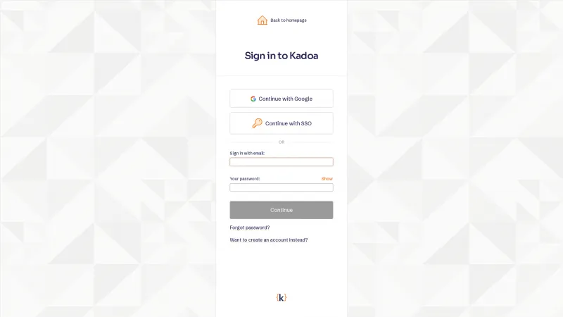 Homepage of kadoa