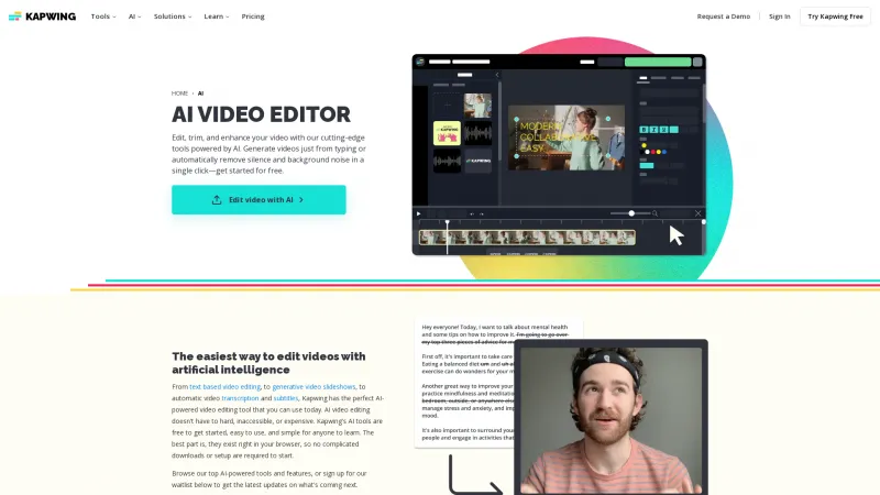 Homepage of kapwing