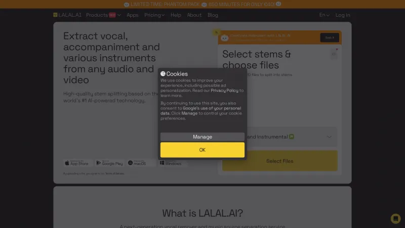 Homepage of lalal