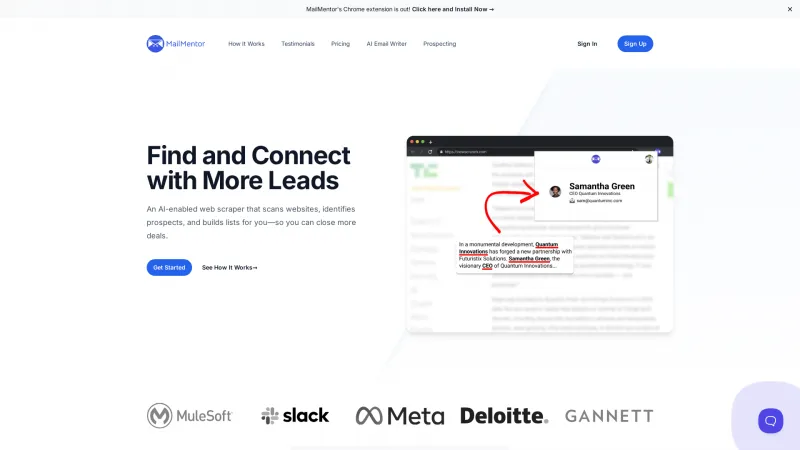 Homepage of mailmentor