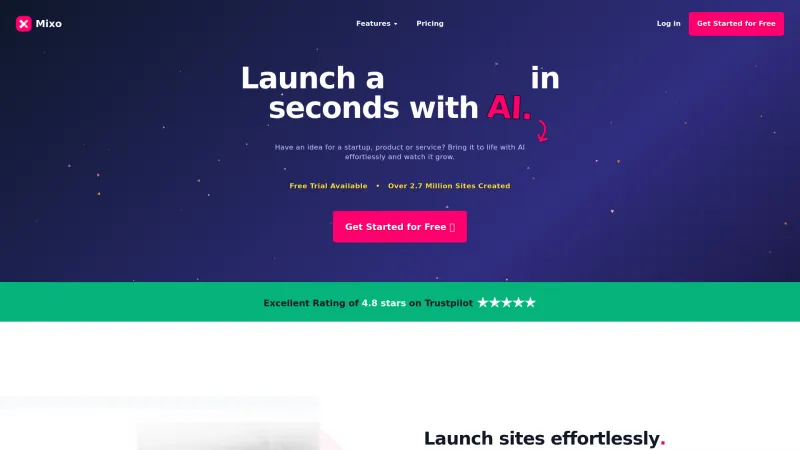 Homepage of mixo