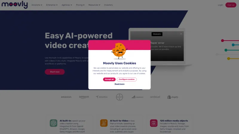 Homepage of moovly