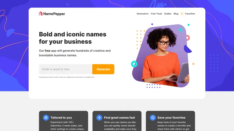 Homepage of namepepper