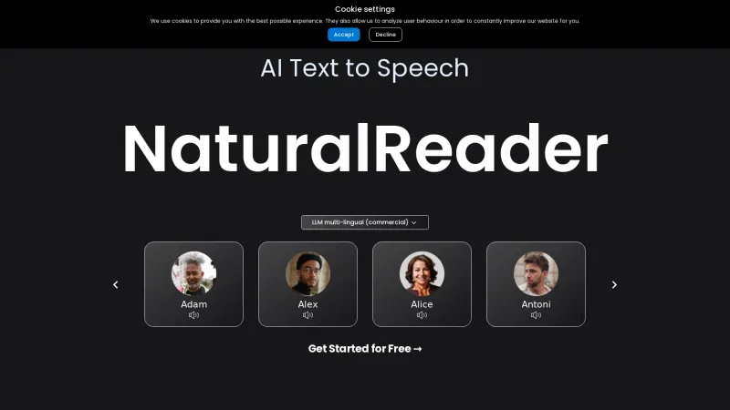 Homepage of naturalreaders