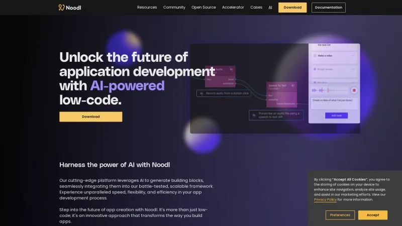 Homepage of noodl