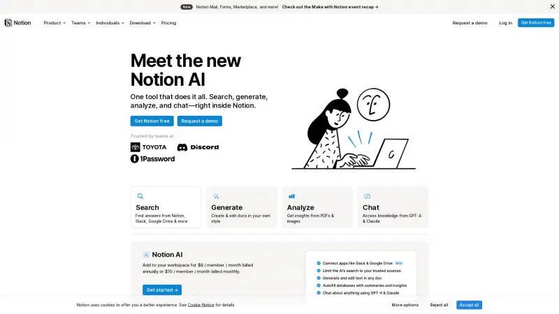 Homepage of notion