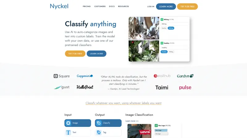 Homepage of nyckel