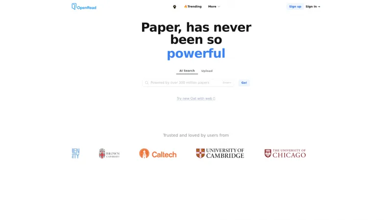 Homepage of openread