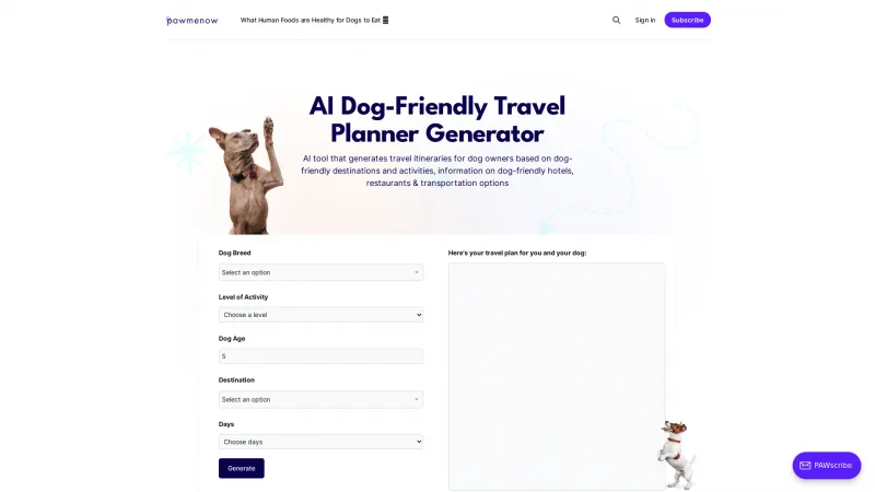 Homepage of pawmenow