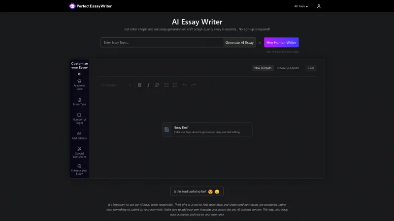 Homepage of perfectessaywriter