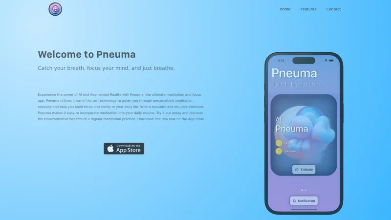 Homepage of pneuma-app