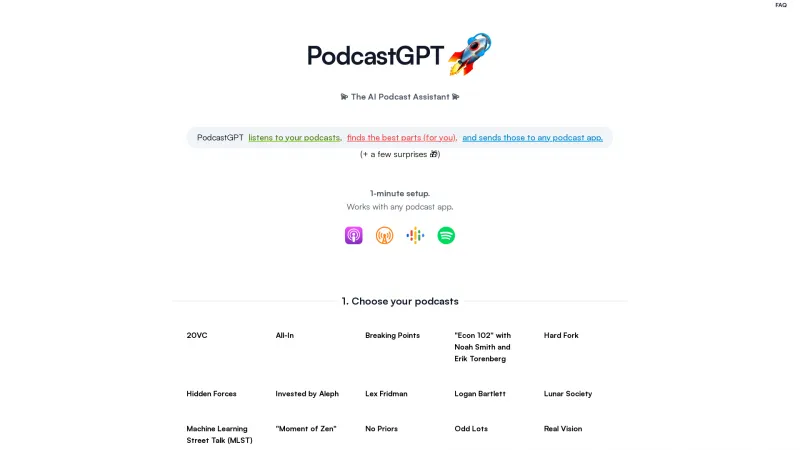 Homepage of podcastgpt