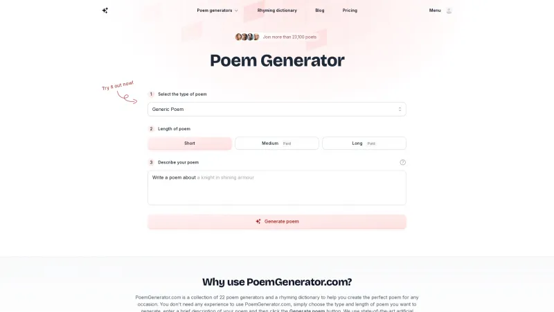 Homepage of poetry