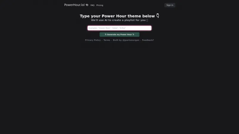 Homepage of powerhour