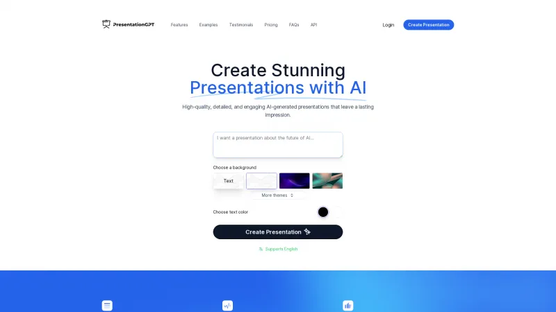 Homepage of presentationgpt