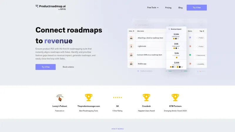 Homepage of productroadmap