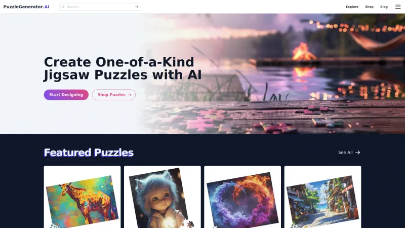 Homepage of puzzlegenerator