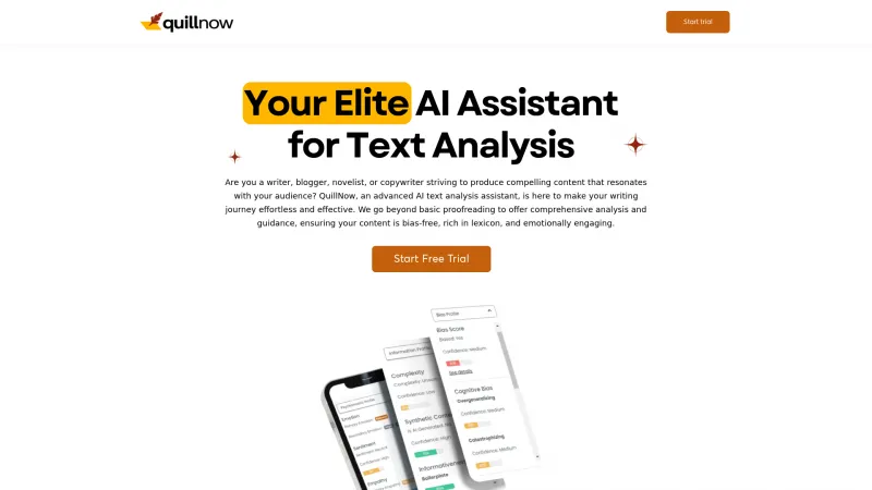 Homepage of quillnow