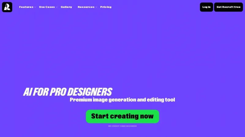 Homepage of recraft