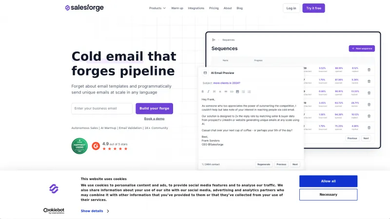 Homepage of salesforge