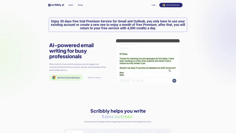 Homepage of scribbly