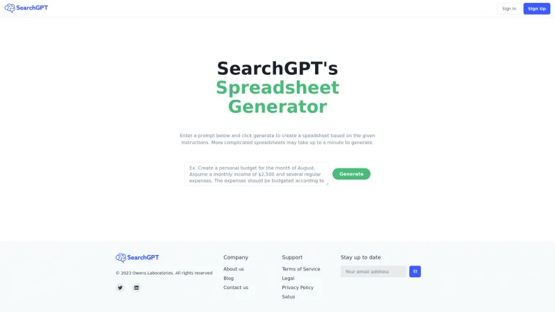 Homepage of searchgpt