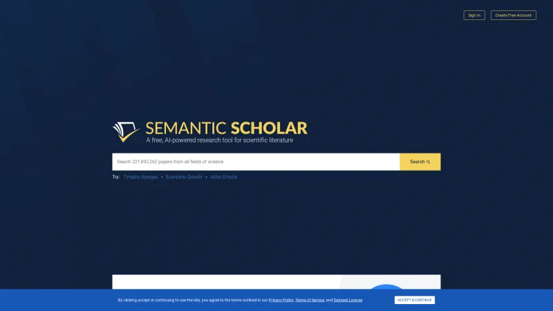 Homepage of semanticscholar