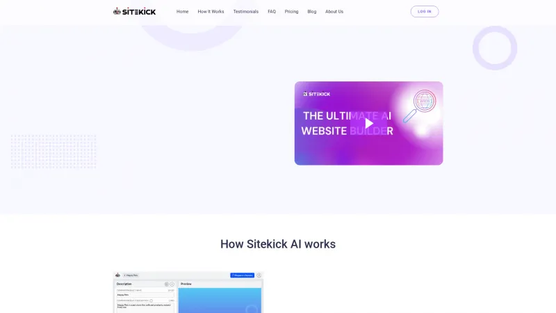 Homepage of sitekick