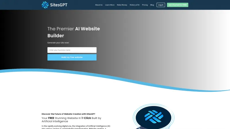 Homepage of sitesgpt