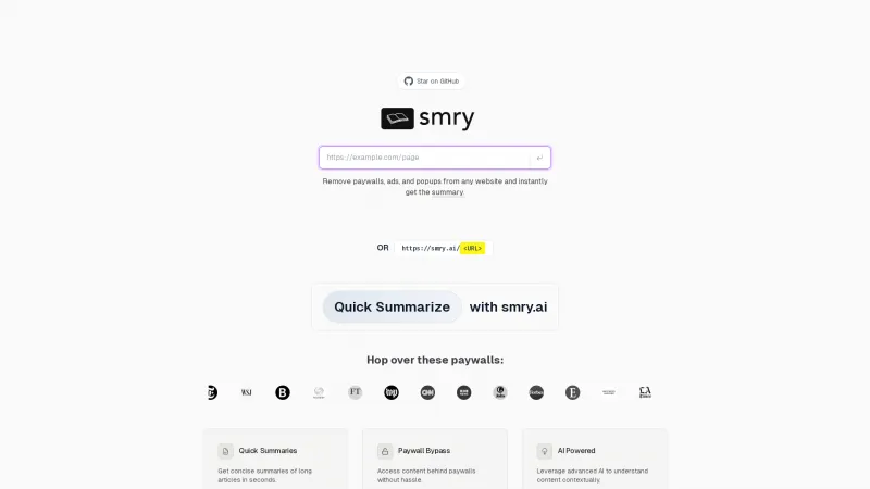 Homepage of smry