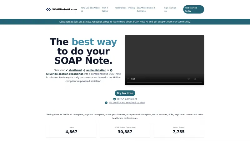 Homepage of soapnoteai