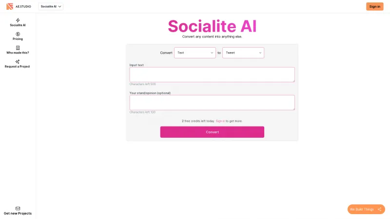 Homepage of socialiteai