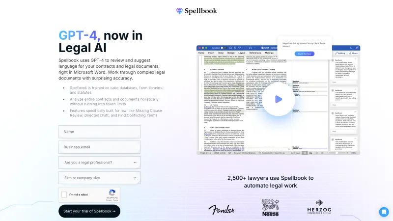 Homepage of spellbook