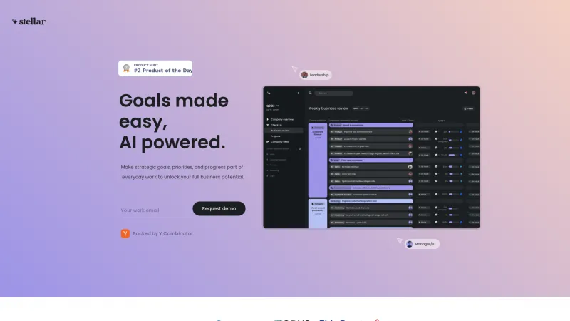 Homepage of stellarapp