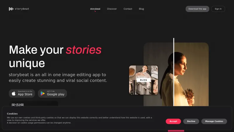 Homepage of storybeat