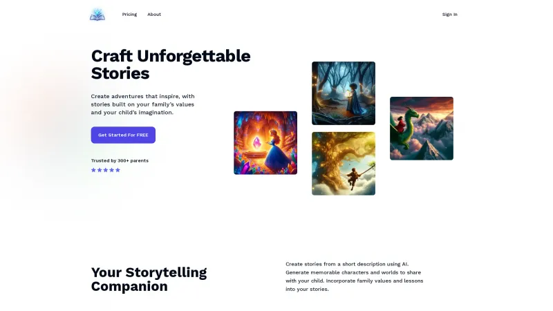 Homepage of storycraftr