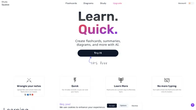 Homepage of studysqueeze