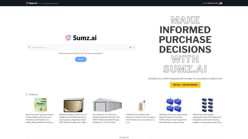 Homepage of sumz