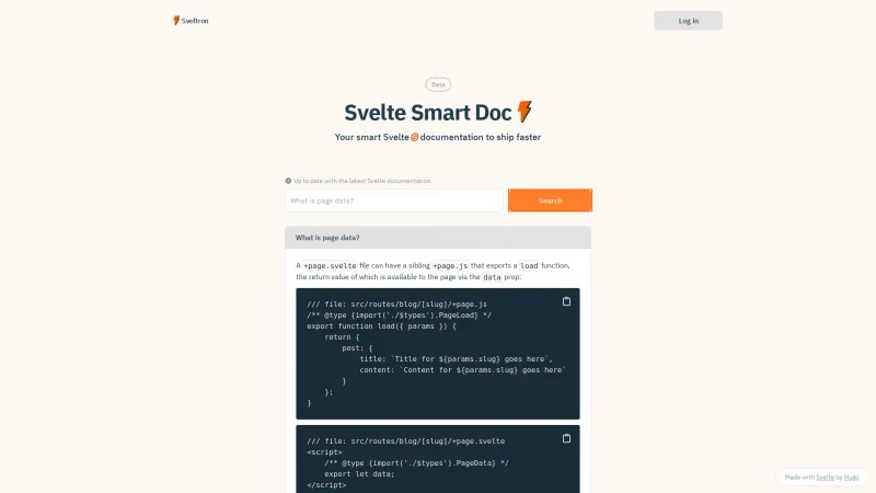 Homepage of sveltron