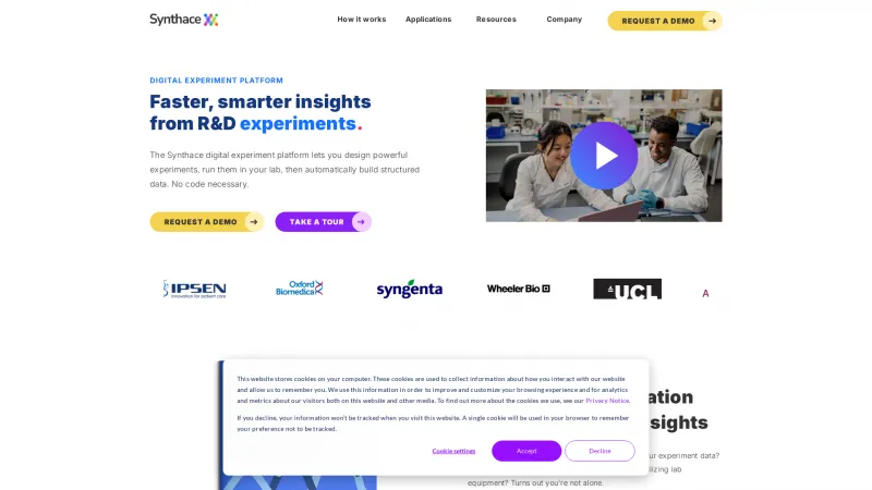 Homepage of synthace