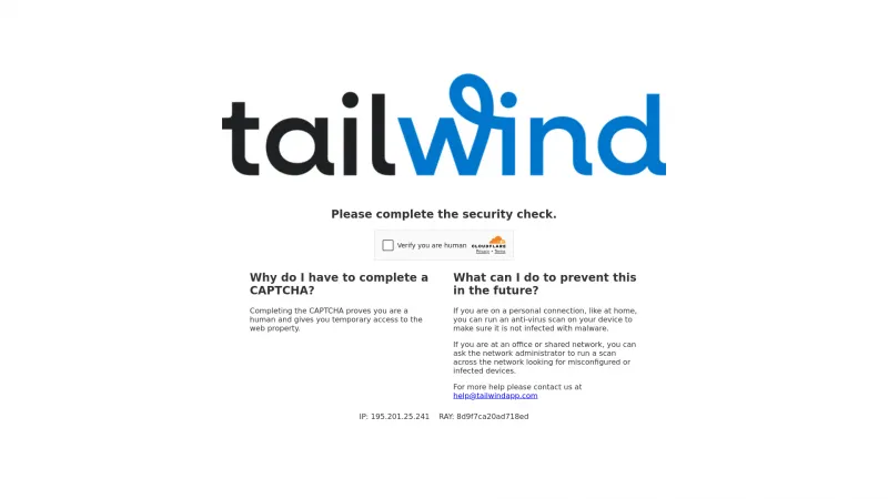 Homepage of tailwindapp