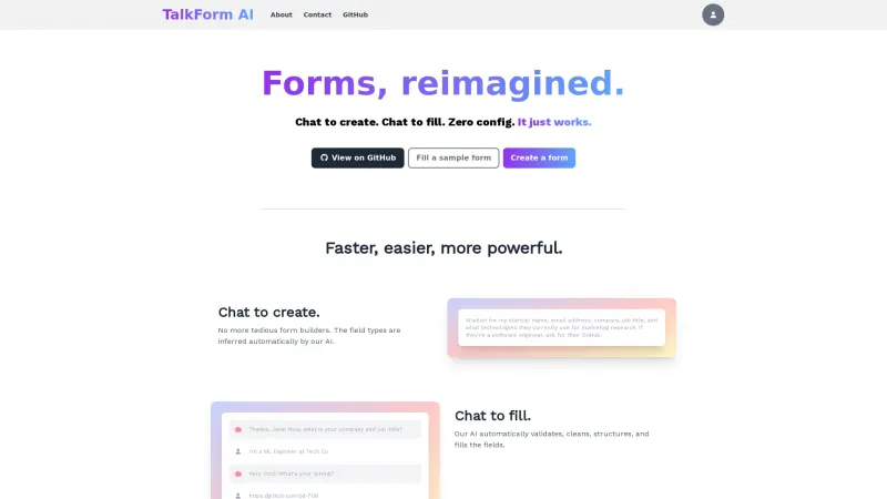 Homepage of talkform